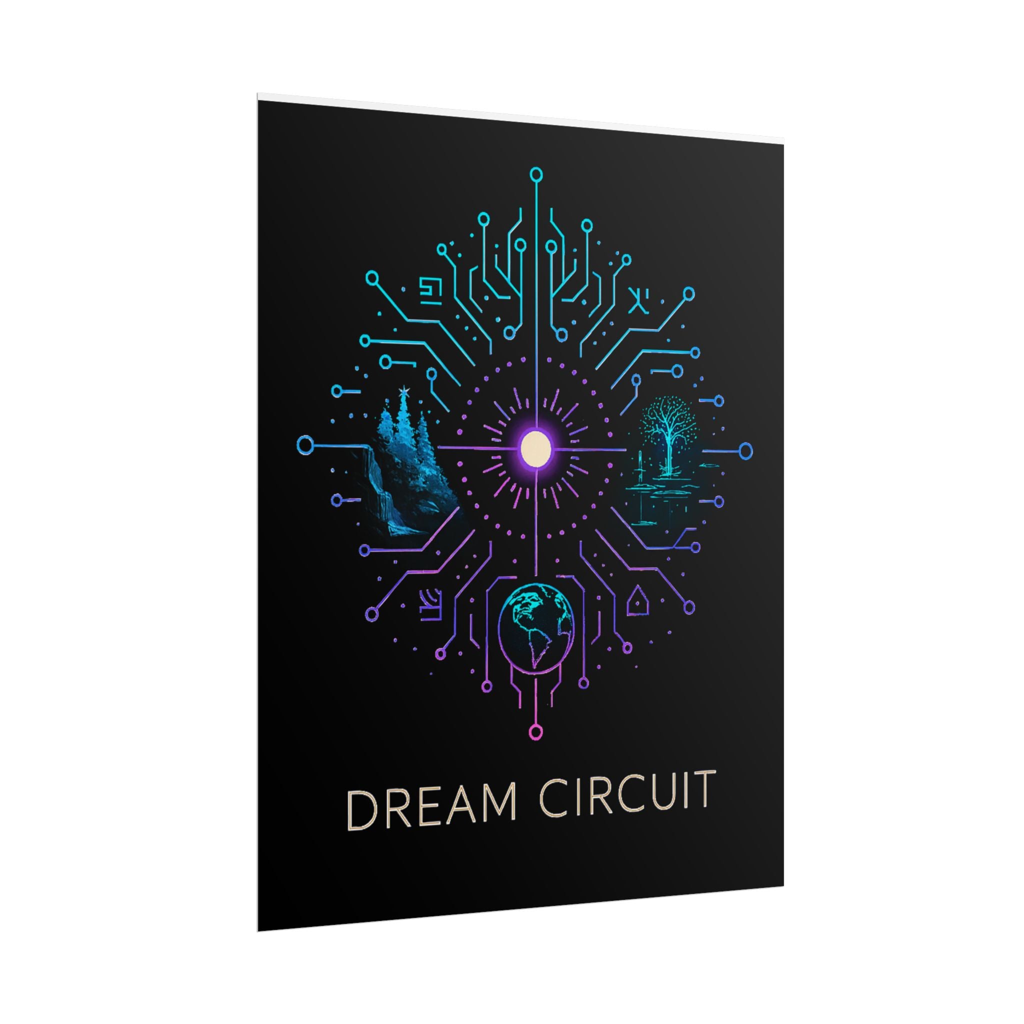 Cyberpunk Art Print, Dream Circuit Poster, Tech Aesthetic Wall Decor, Unique Gift for Tech Lovers, Modern Home Art