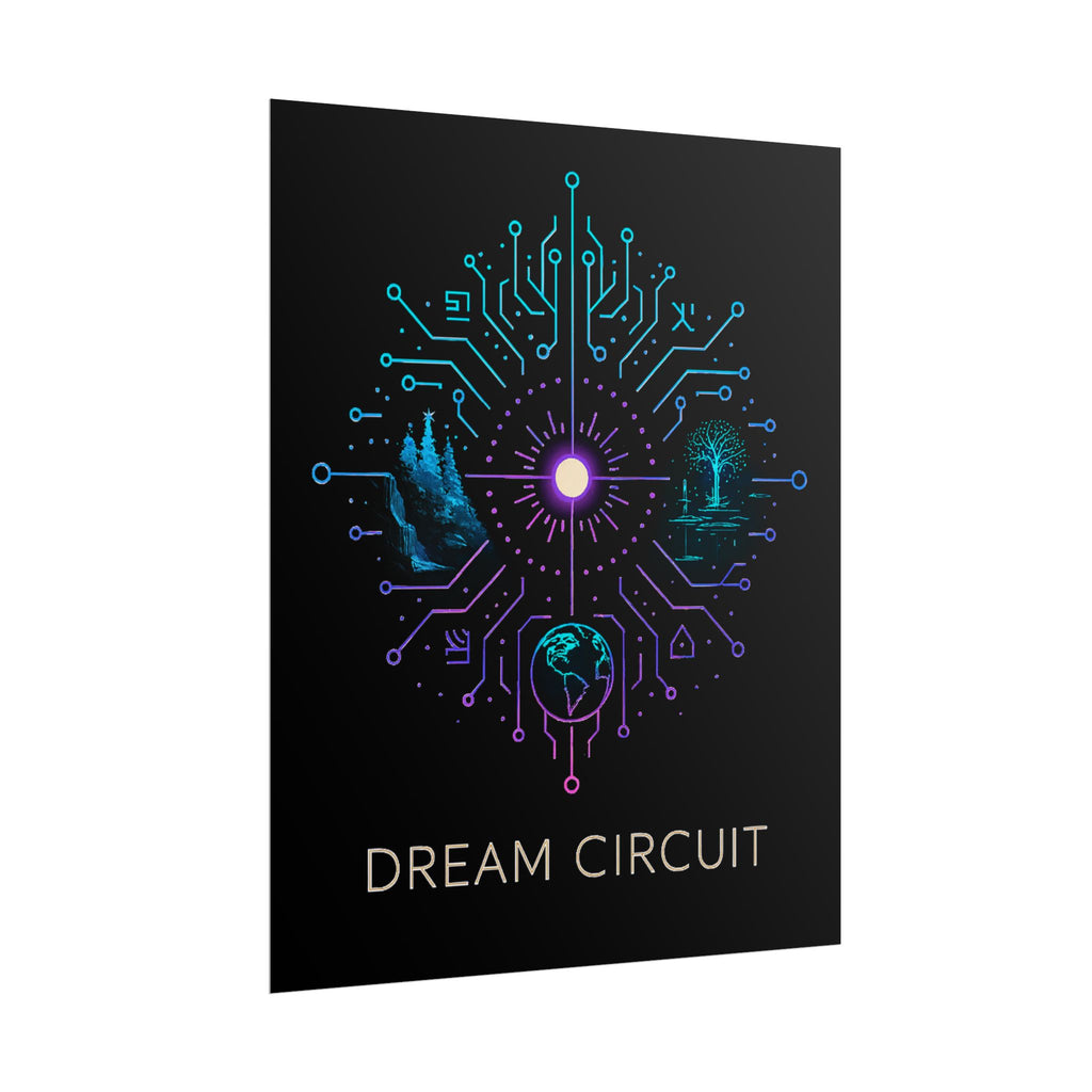 Cyberpunk Art Print, Dream Circuit Poster, Tech Aesthetic Wall Decor, Unique Gift for Tech Lovers, Modern Home Art