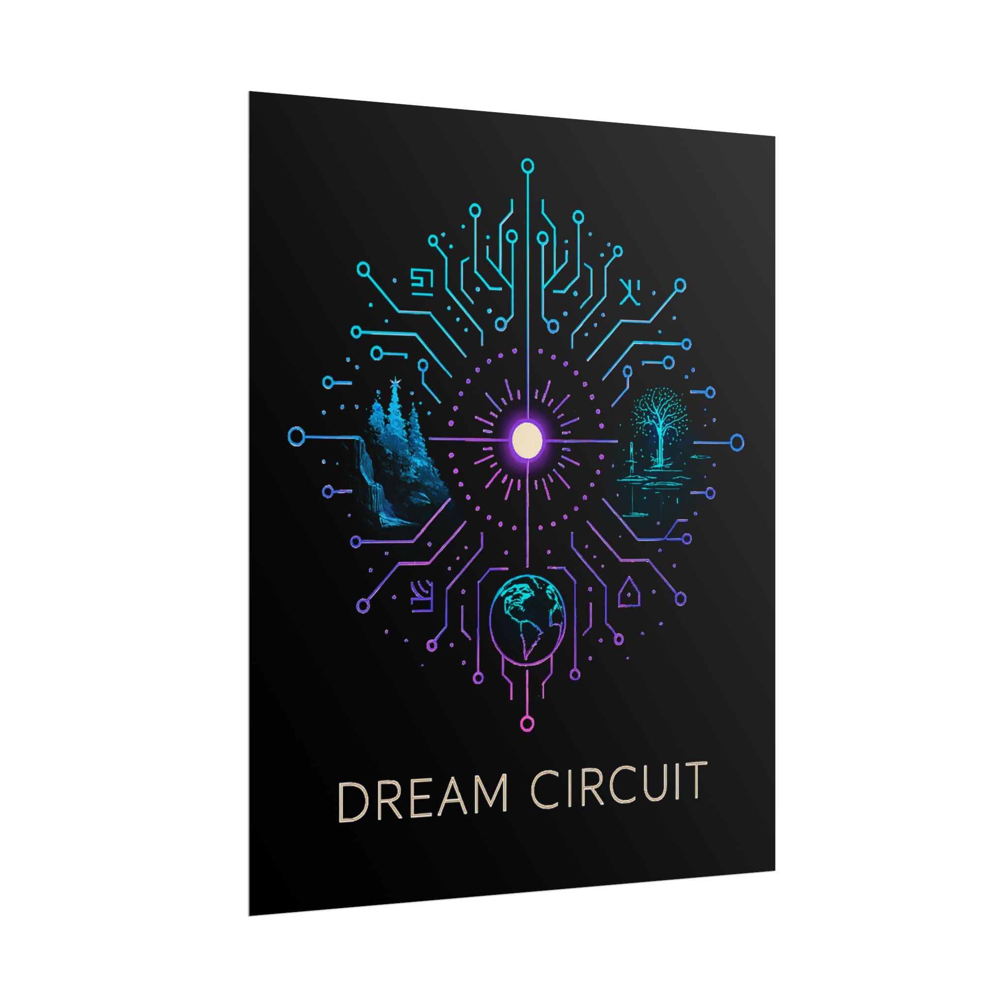 Cyberpunk Art Print, Dream Circuit Poster, Tech Aesthetic Wall Decor, Unique Gift for Tech Lovers, Modern Home Art