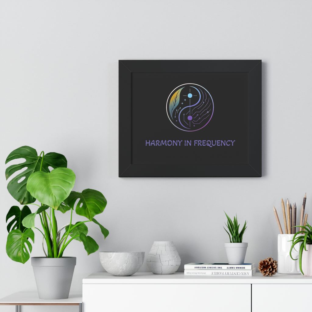 Harmony in Frequency Framed Horizontal Poster, Wall Art for Meditation, Home Decor, Spiritual Gift, Mindfulness Decor, Zen Room Decoration