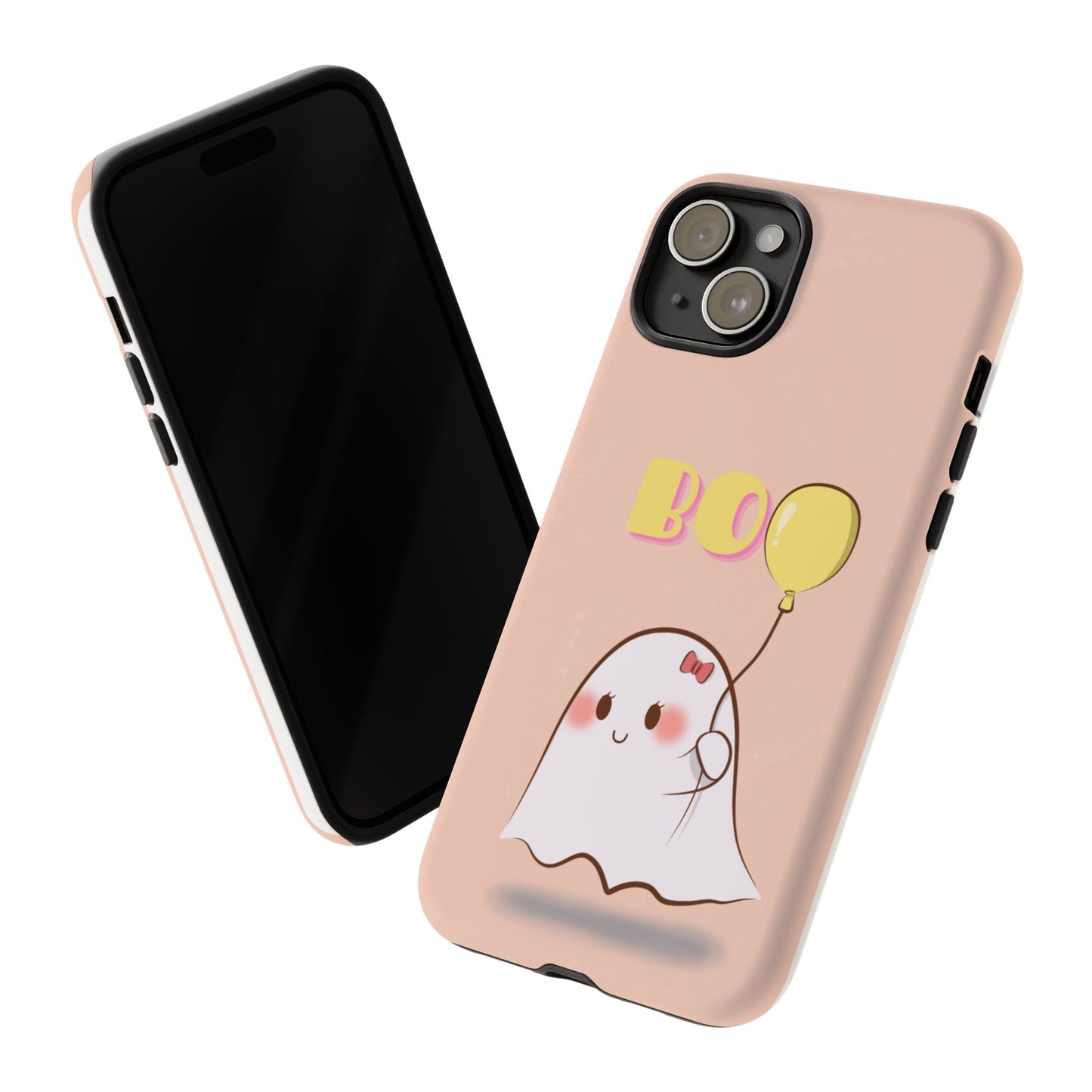 Cute Ghost 'Boo' Phone Case – Pink Balloon Protective Case