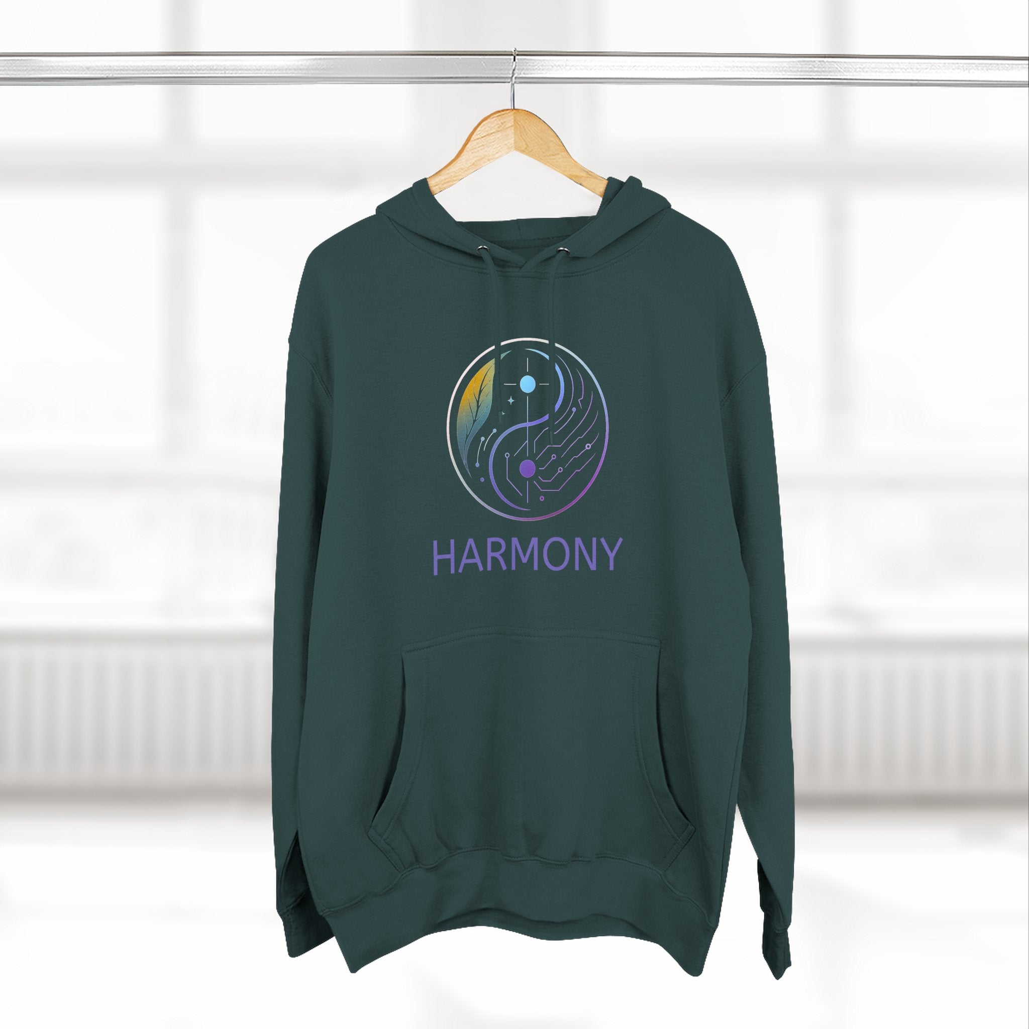 Harmony Three-Panel Fleece Hoodie, Comfortable Hoodie, Cozy Sweatshirt, Casual Wear, Gift for Friends, Energetic Design