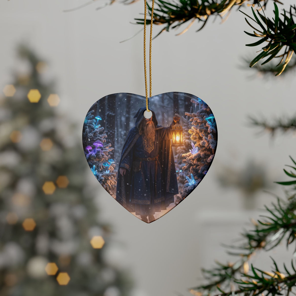 Wizard in Snowy Forest Fantasy Christmas Decor