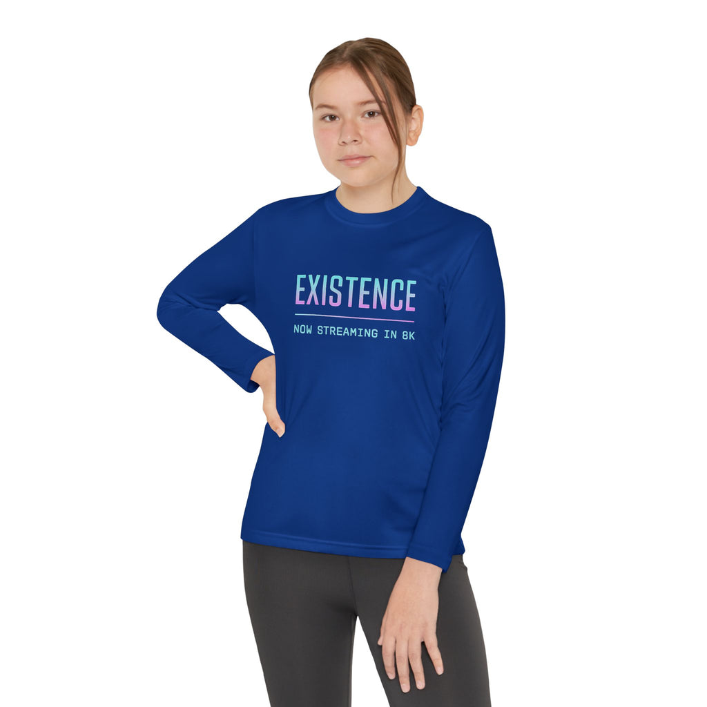 Youth Motivational Long Sleeve Tee - Vibrant Orange "Existence, How Striving Defines Me", Gift for Kids, Sportswear, Everyday Wear, [...]