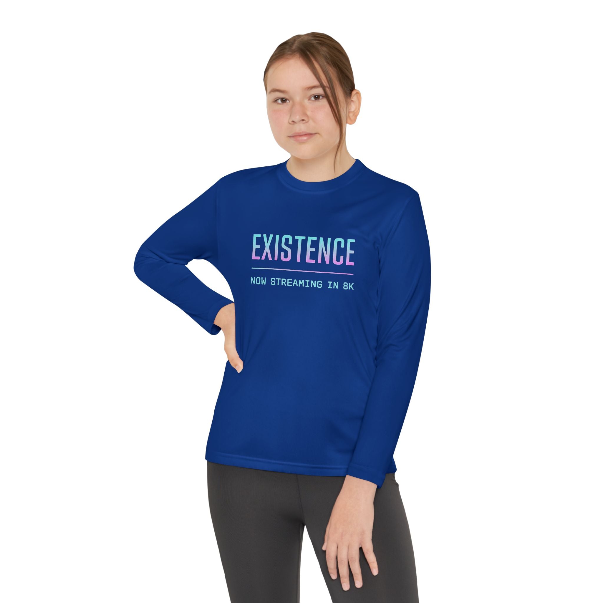 Youth Motivational Long Sleeve Tee - Vibrant Orange "Existence, How Striving Defines Me", Gift for Kids, Sportswear, Everyday Wear, [...]