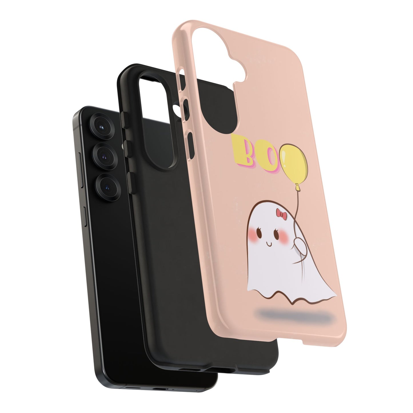 Cute Ghost 'Boo' Phone Case – Pink Balloon Protective Case