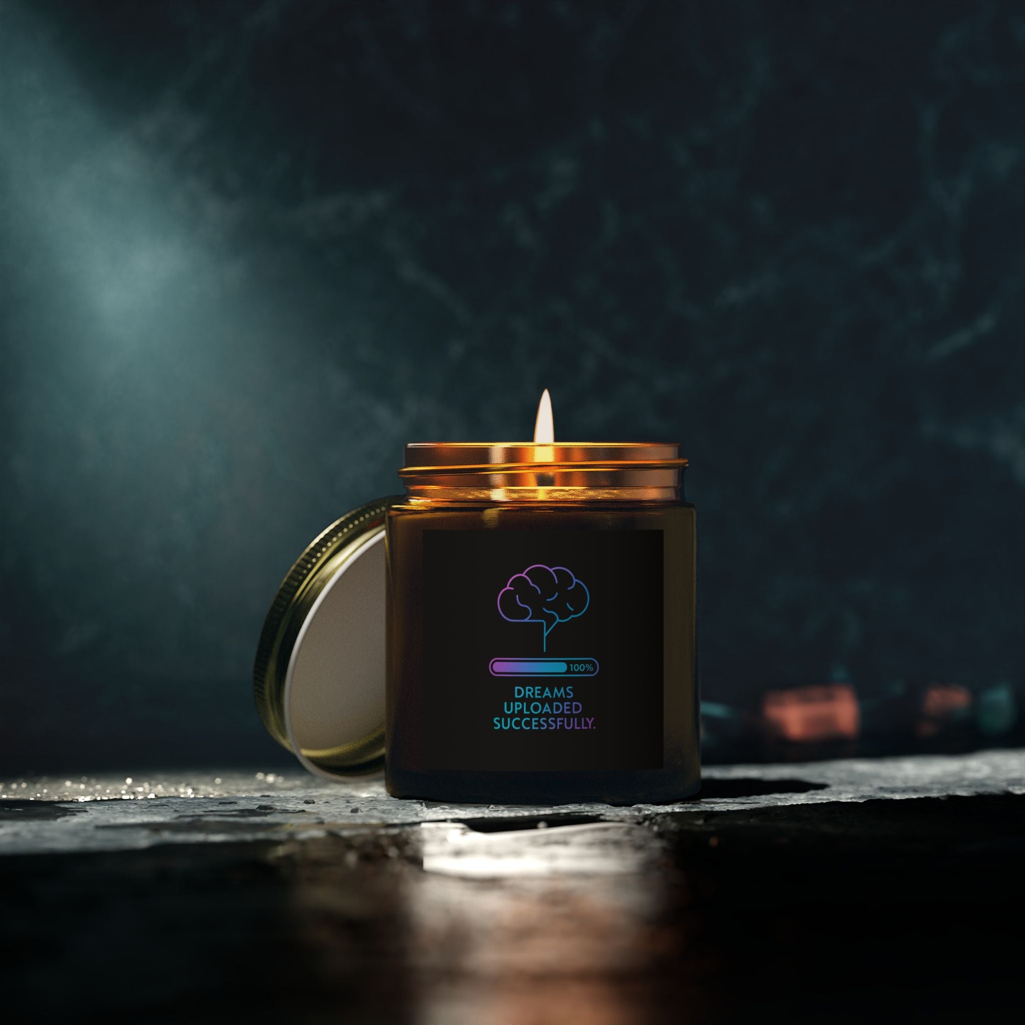 Dreams Uploaded Candle - Scented Coconut Apricot Wax (4oz, 9oz) - Motivational Gift for Relaxation, Home Decor, Self-Care, Inspiration