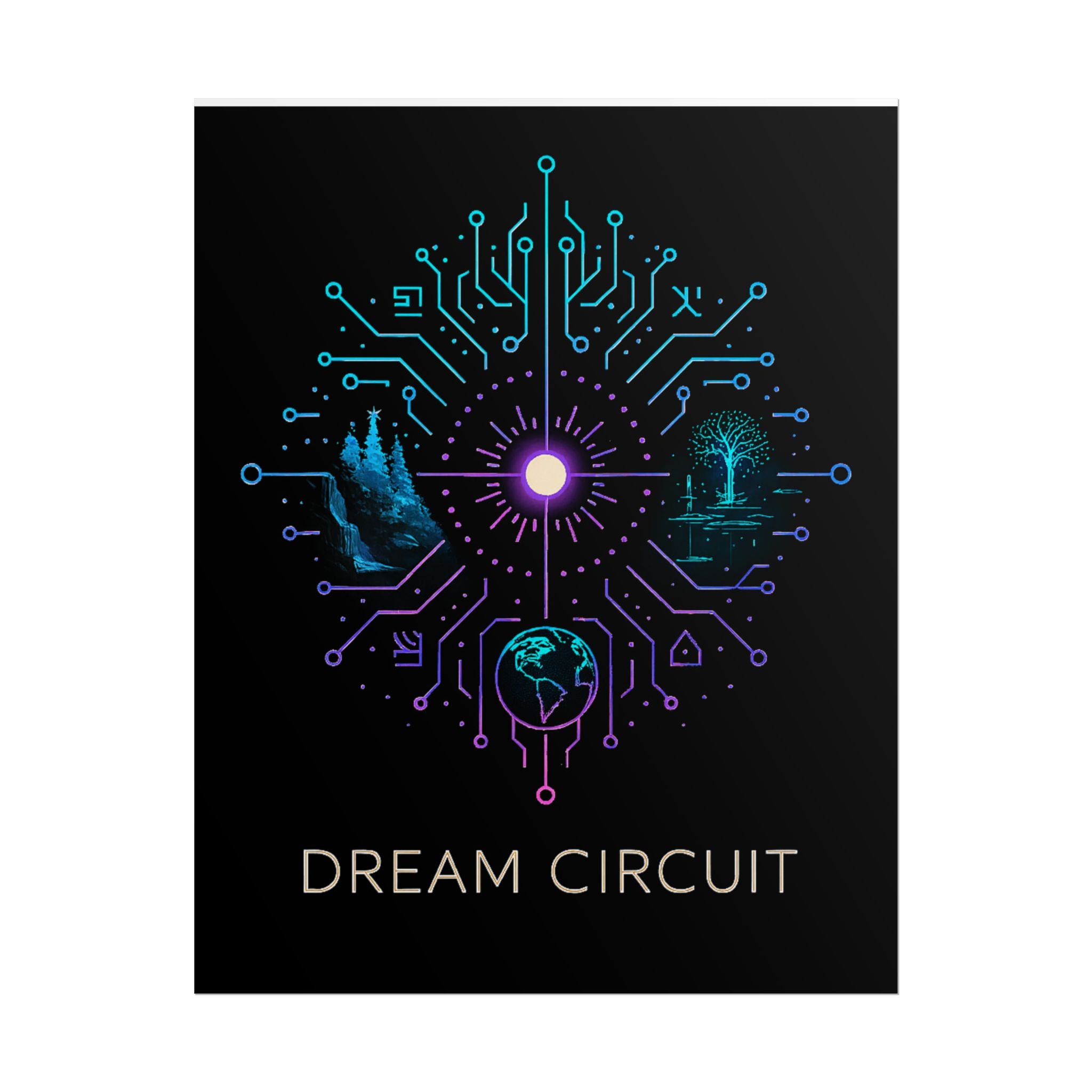 Cyberpunk Art Print, Dream Circuit Poster, Tech Aesthetic Wall Decor, Unique Gift for Tech Lovers, Modern Home Art