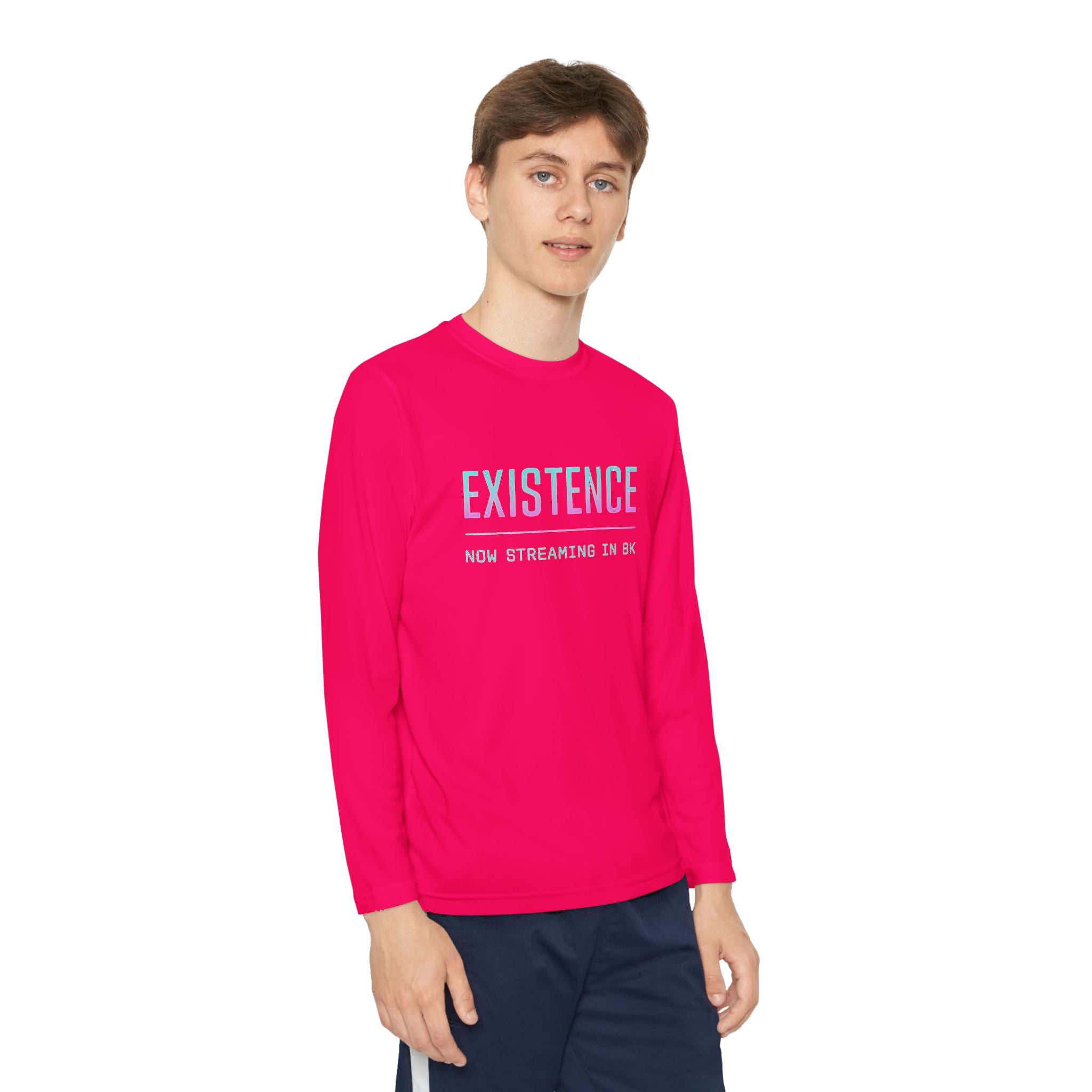Youth Motivational Long Sleeve Tee - Vibrant Orange "Existence, How Striving Defines Me", Gift for Kids, Sportswear, Everyday Wear, [...]