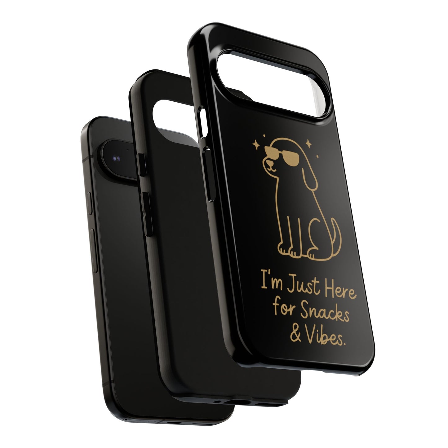 Phone Case — "I’m Just Here for Snacks & Vibes" Cute Dog Design