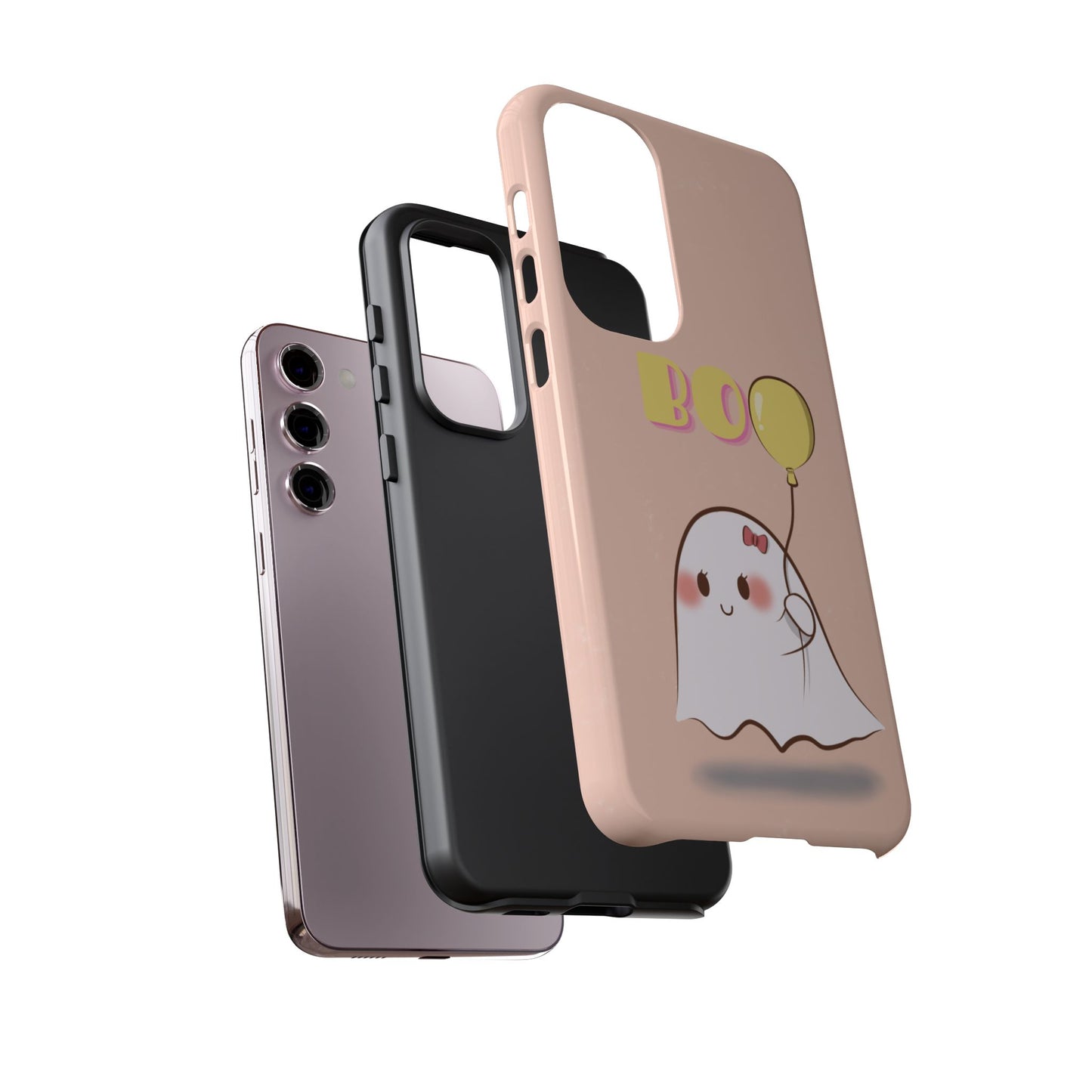 Cute Ghost 'Boo' Phone Case – Pink Balloon Protective Case
