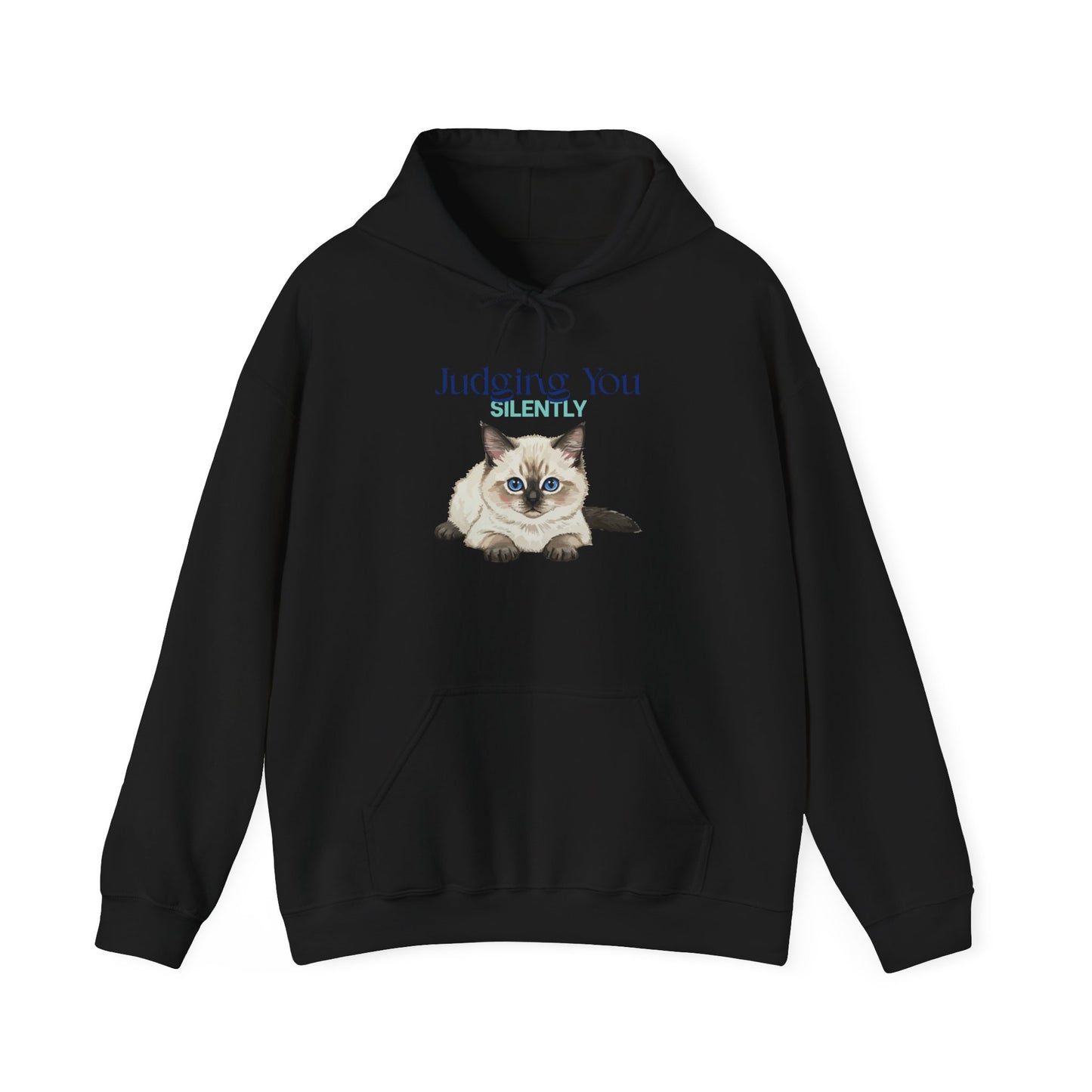 Cat Hoodie – "Judging You Silently" Cute Grumpy Kitten Graphic Hoodie