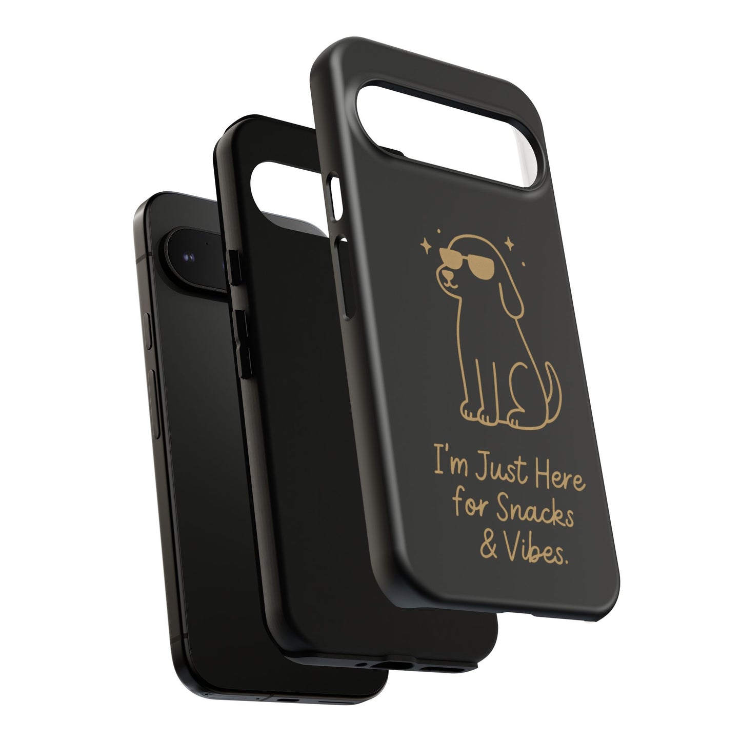 Phone Case — "I’m Just Here for Snacks & Vibes" Cute Dog Design