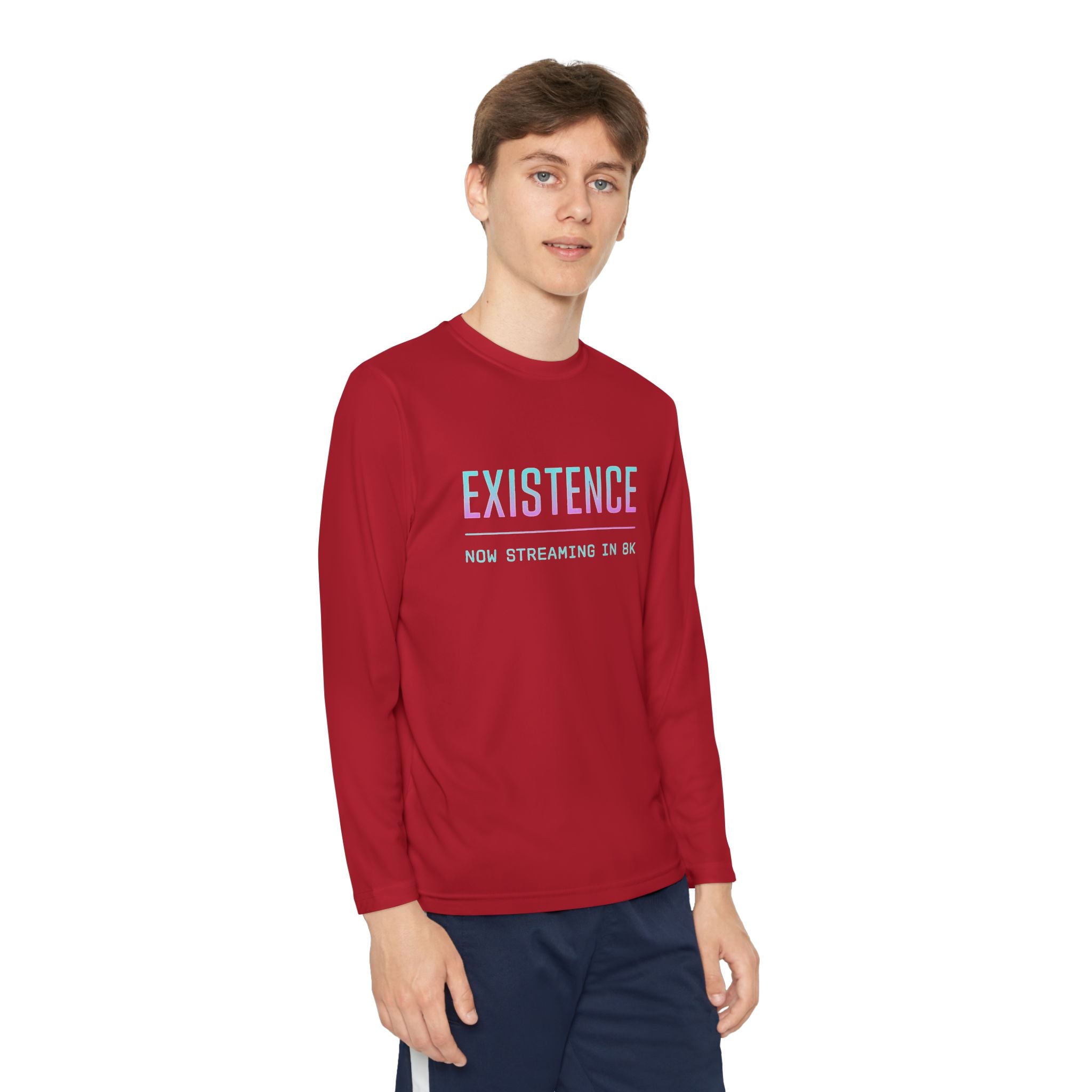 Youth Motivational Long Sleeve Tee - Vibrant Orange "Existence, How Striving Defines Me", Gift for Kids, Sportswear, Everyday Wear, [...]