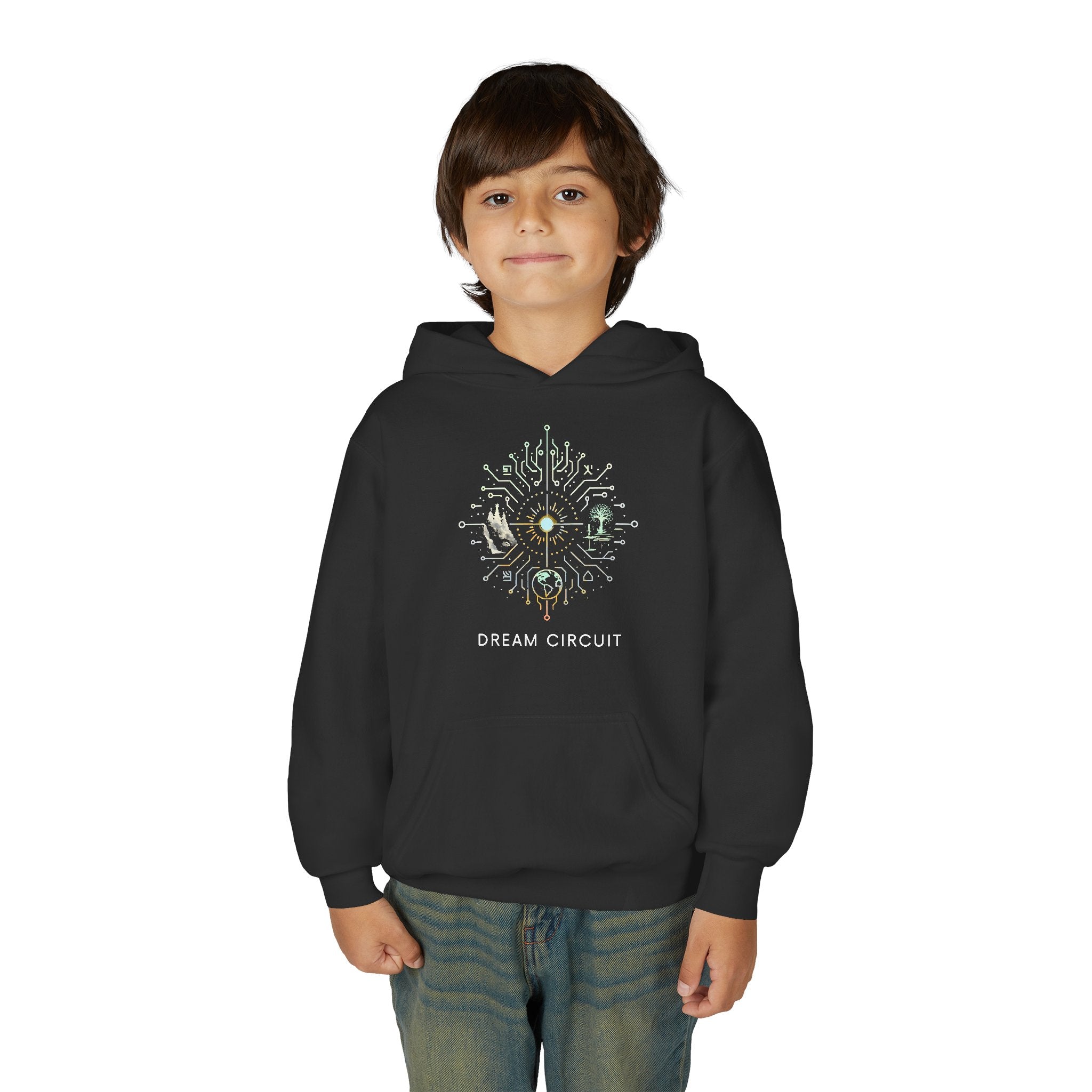 Dream Circuit Youth Hooded Sweatshirt - Tech Vibe Apparel, Perfect for Teens, Gift for Gamers, Unisex, Comfortable & Stylish