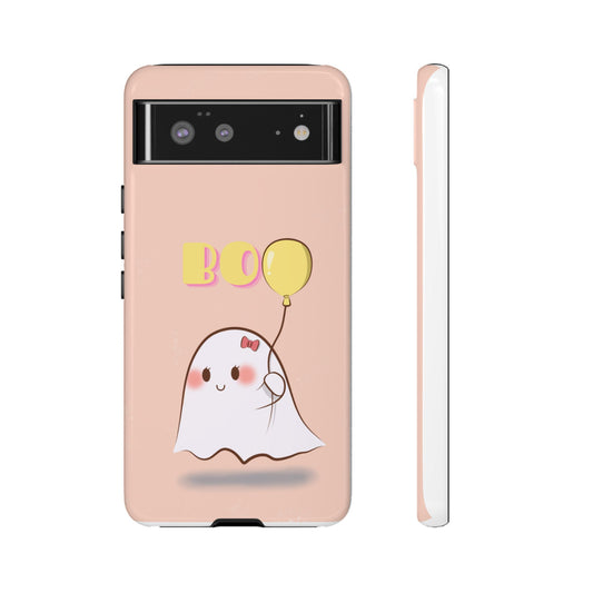 Cute Ghost 'Boo' Phone Case – Pink Balloon Protective Case
