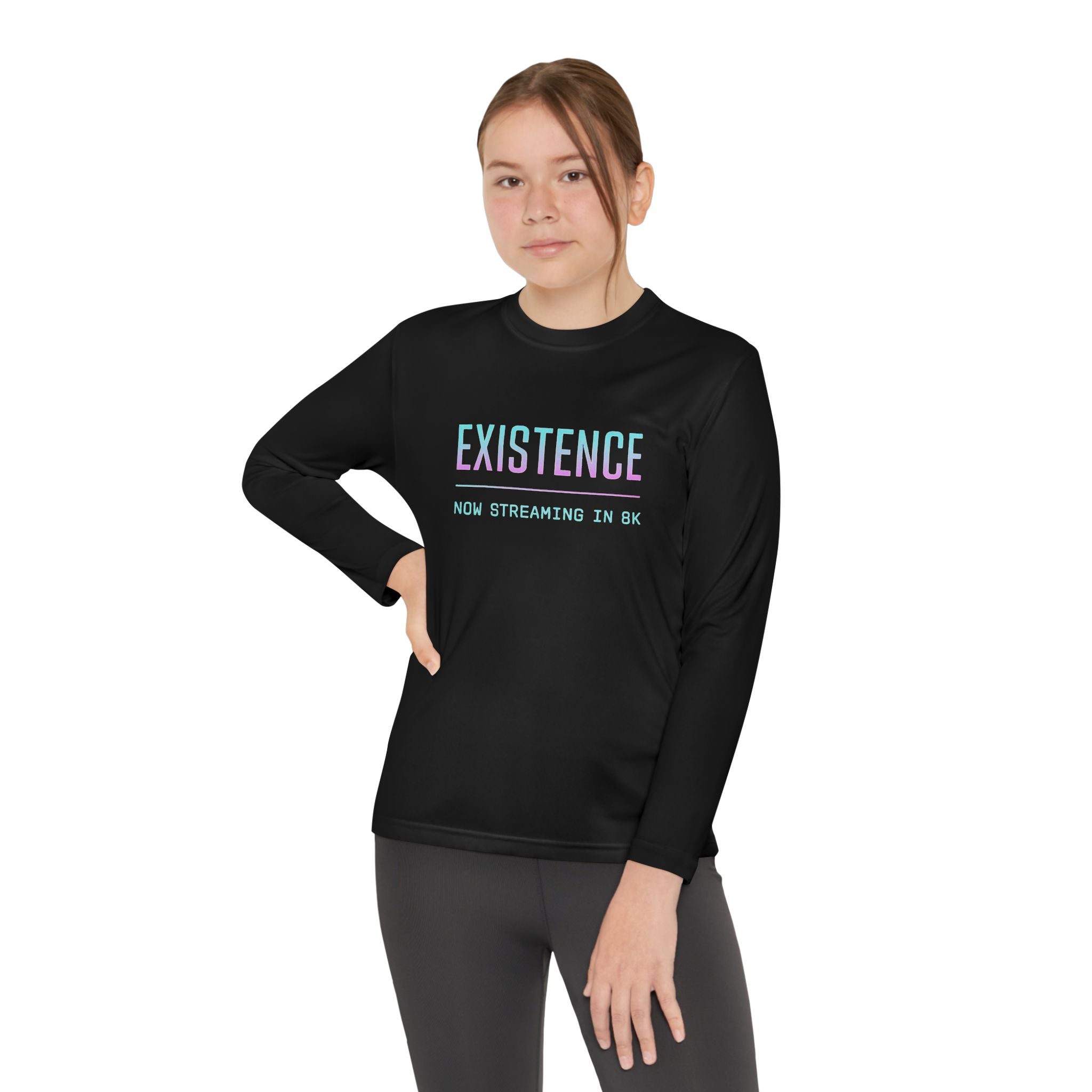Youth Motivational Long Sleeve Tee - Vibrant Orange "Existence, How Striving Defines Me", Gift for Kids, Sportswear, Everyday Wear, [...]