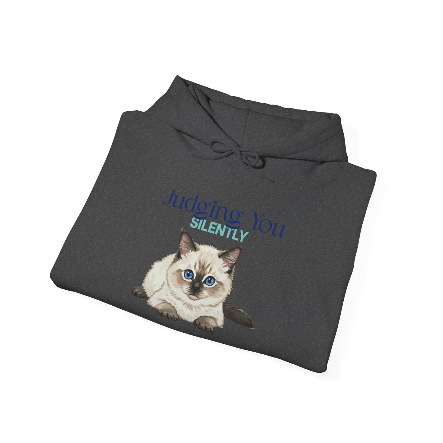 Cat Hoodie – "Judging You Silently" Cute Grumpy Kitten Graphic Hoodie