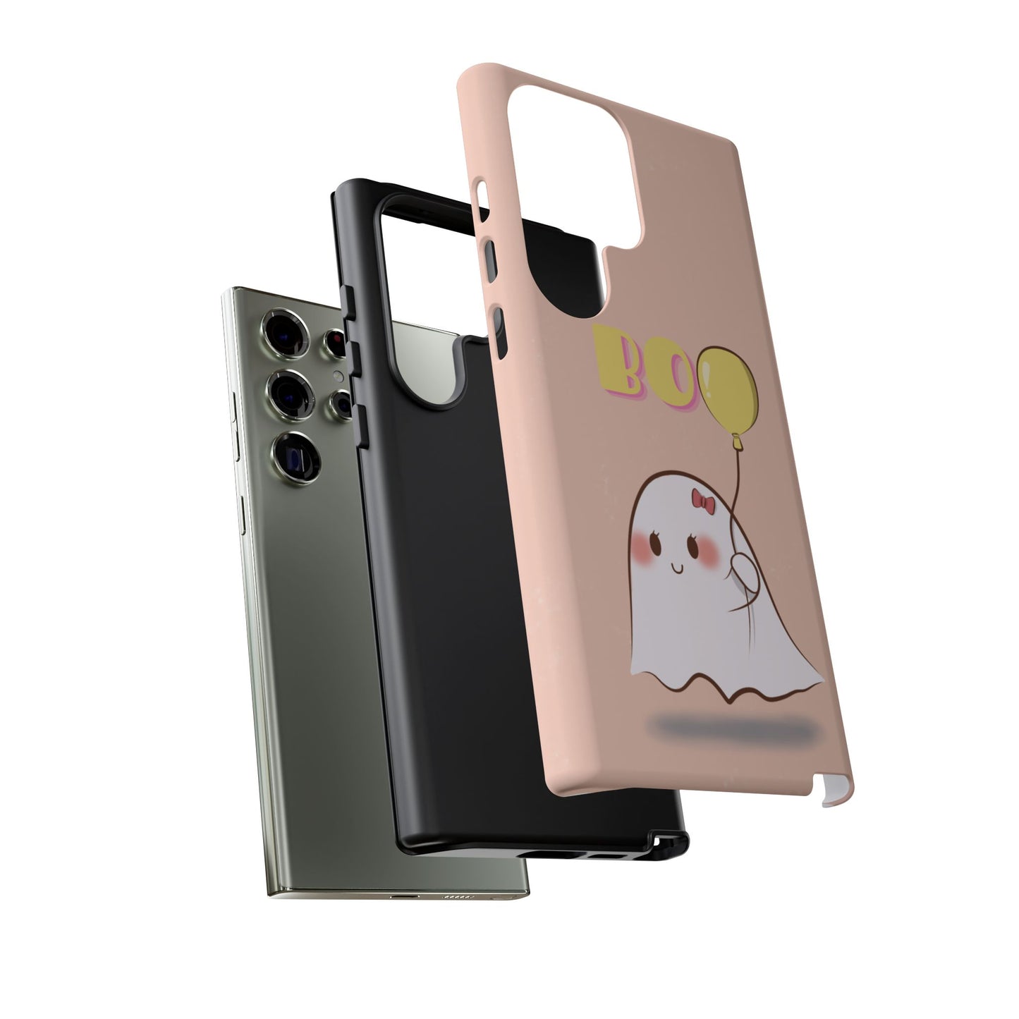 Cute Ghost 'Boo' Phone Case – Pink Balloon Protective Case