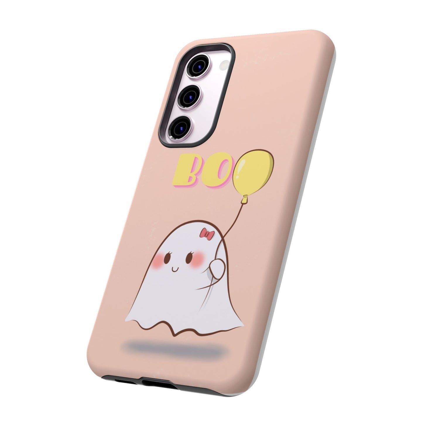 Cute Ghost 'Boo' Phone Case – Pink Balloon Protective Case