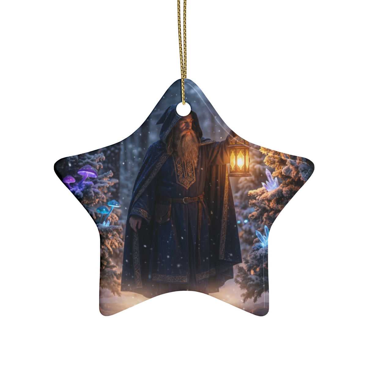 Wizard in Snowy Forest Fantasy Christmas Decor