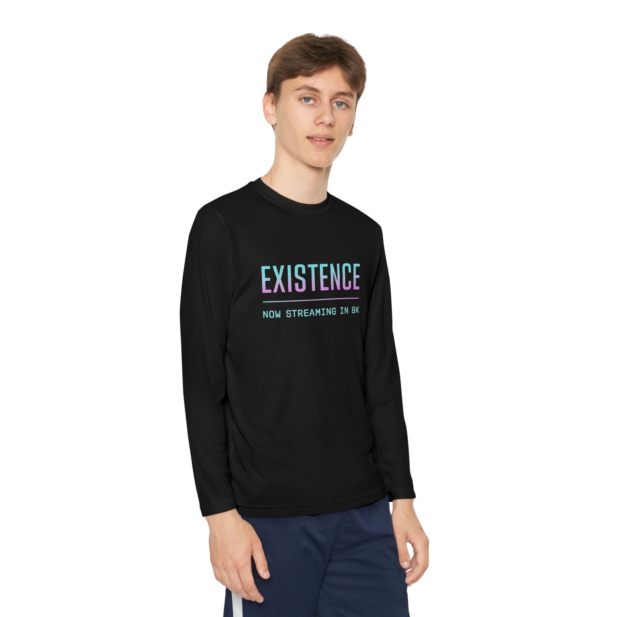 Youth Motivational Long Sleeve Tee - Vibrant Orange "Existence, How Striving Defines Me", Gift for Kids, Sportswear, Everyday Wear, [...]