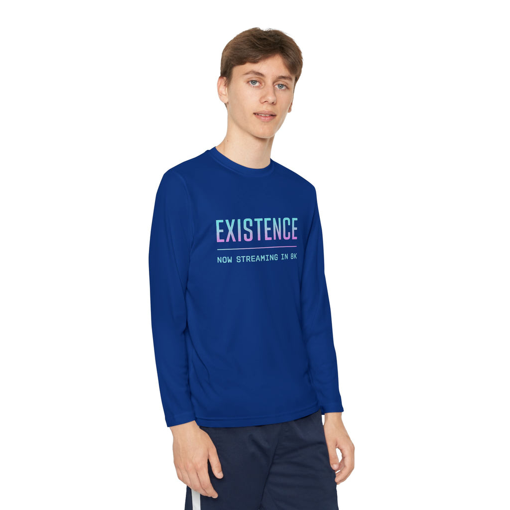 Youth Motivational Long Sleeve Tee - Vibrant Orange "Existence, How Striving Defines Me", Gift for Kids, Sportswear, Everyday Wear, [...]