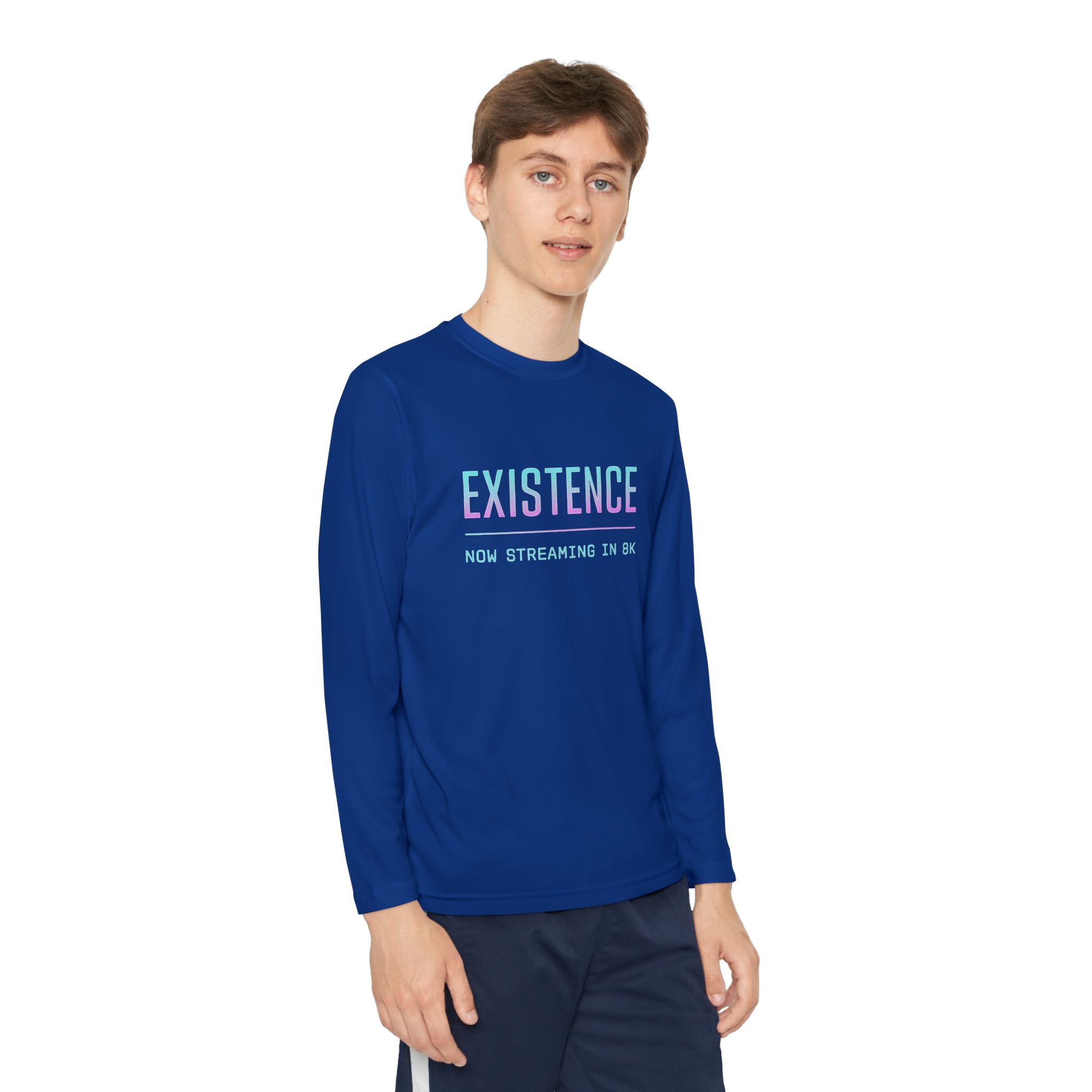 Youth Motivational Long Sleeve Tee - Vibrant Orange "Existence, How Striving Defines Me", Gift for Kids, Sportswear, Everyday Wear, [...]