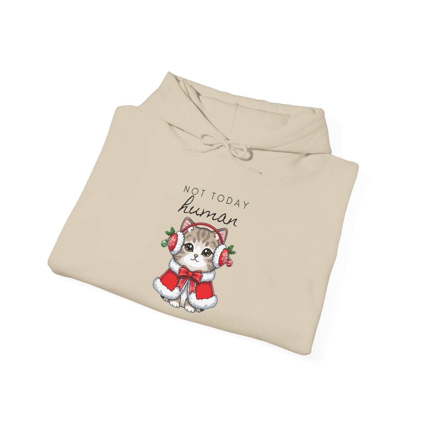 Cute Kitten in Santa Outfit Hoodie - "Tis the Season to Be Kawaii" Christmas Sweatshirt