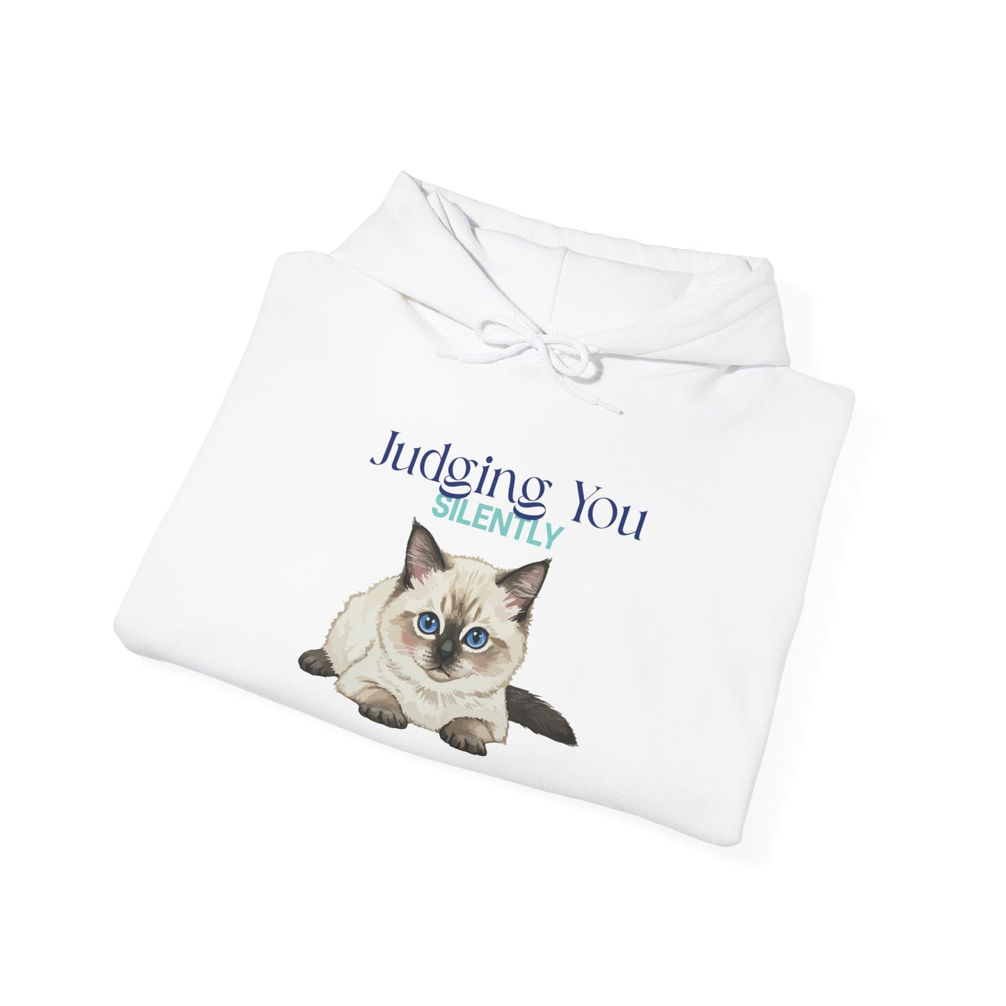 Cat Hoodie – "Judging You Silently" Cute Grumpy Kitten Graphic Hoodie