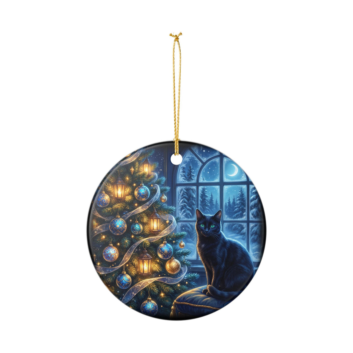 Black Cat Christmas Ornament