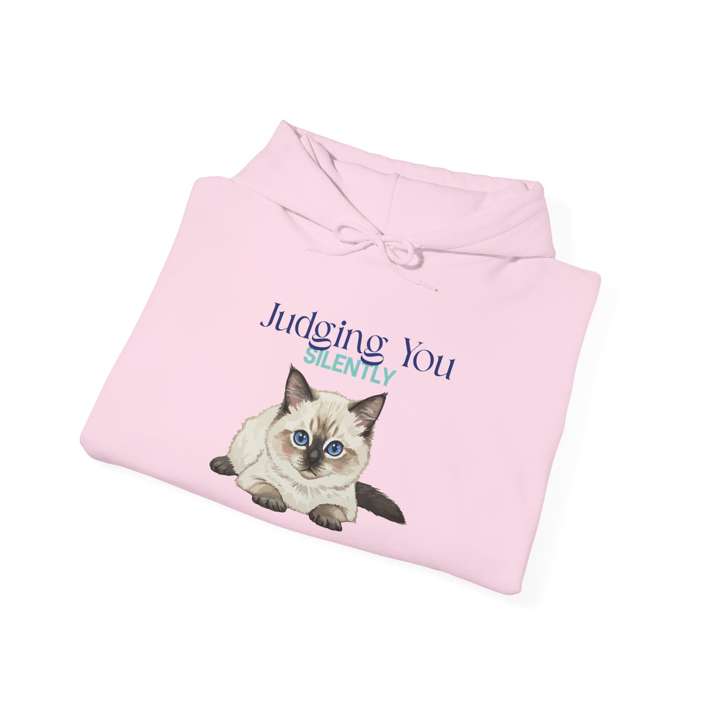 Cat Hoodie – "Judging You Silently" Cute Grumpy Kitten Graphic Hoodie