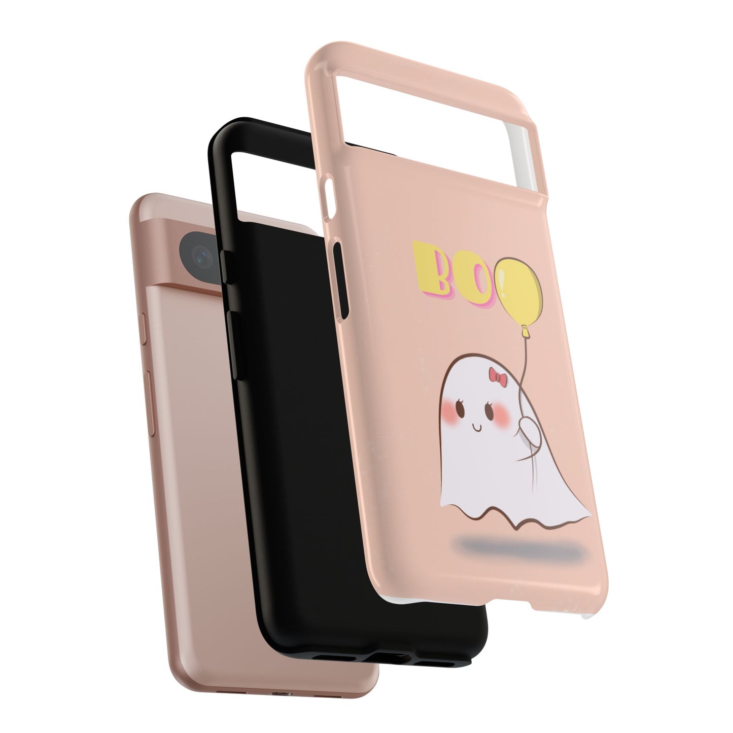 Cute Ghost 'Boo' Phone Case – Pink Balloon Protective Case