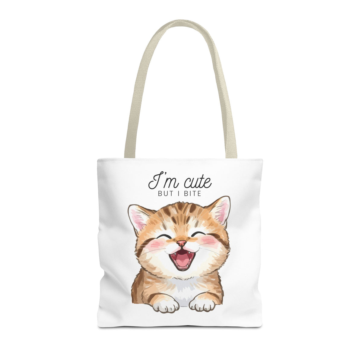 "I'm Cute But I Bite" kitty tote bag