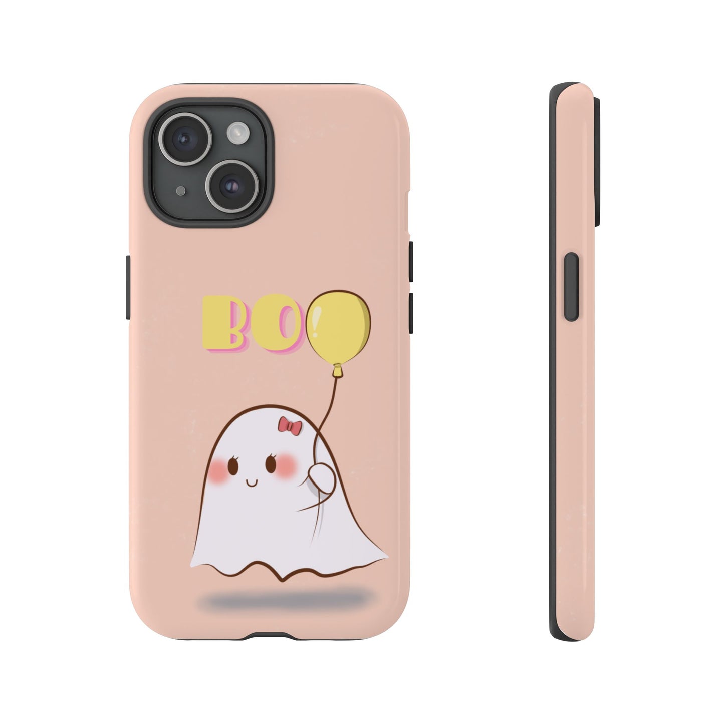 Cute Ghost 'Boo' Phone Case – Pink Balloon Protective Case