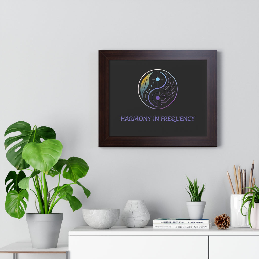 Harmony in Frequency Framed Horizontal Poster, Wall Art for Meditation, Home Decor, Spiritual Gift, Mindfulness Decor, Zen Room Decoration
