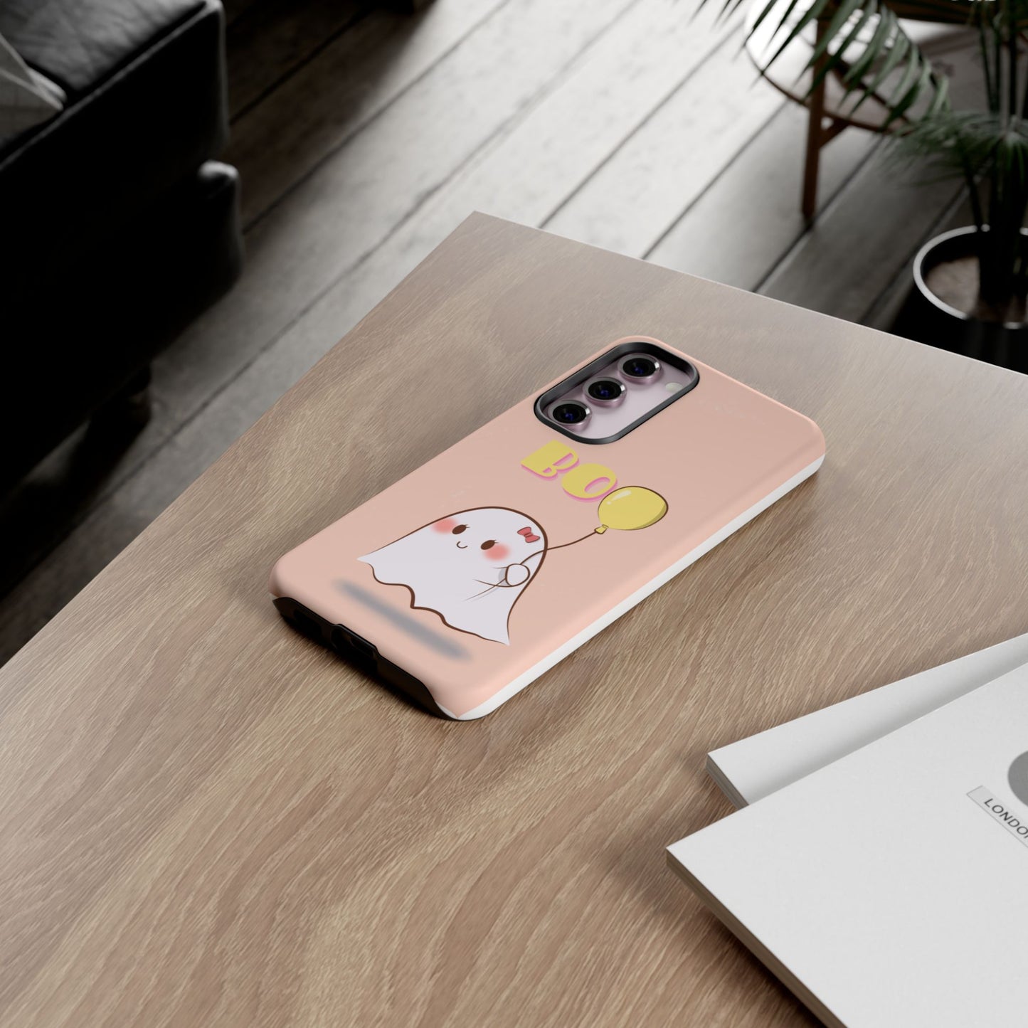 Cute Ghost 'Boo' Phone Case – Pink Balloon Protective Case