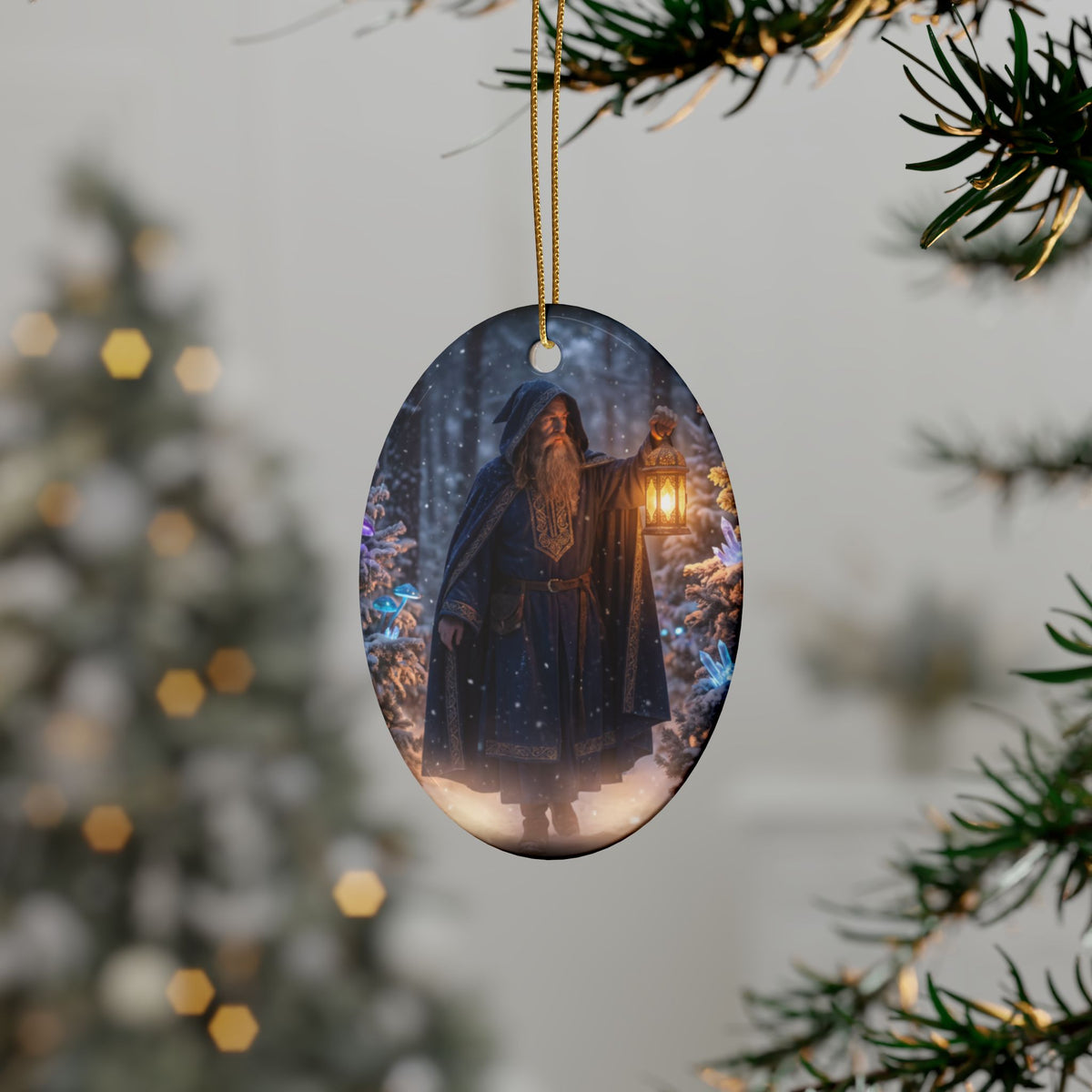 Wizard in Snowy Forest Fantasy Christmas Decor