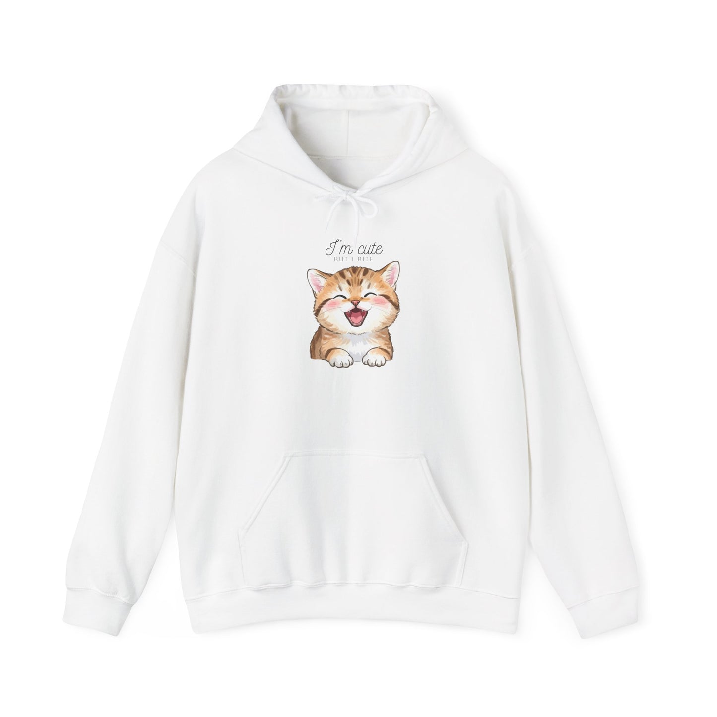 Cute Smiling Kitten Hoodie – “I’m Cute” Cat Graphic Sweatshirt