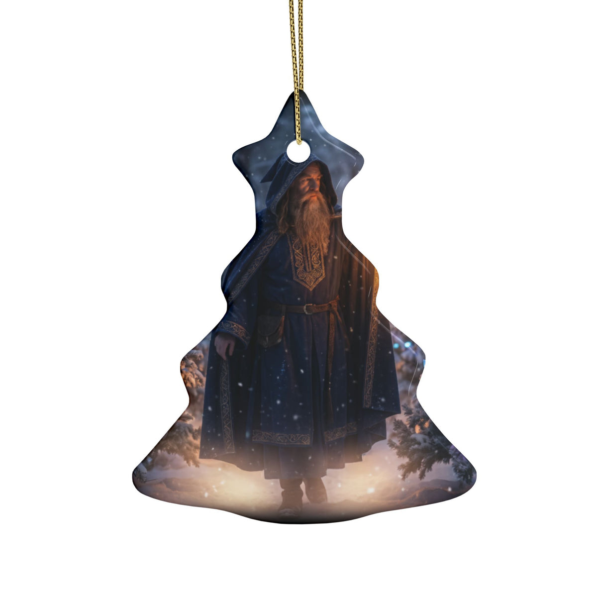 Wizard in Snowy Forest Fantasy Christmas Decor