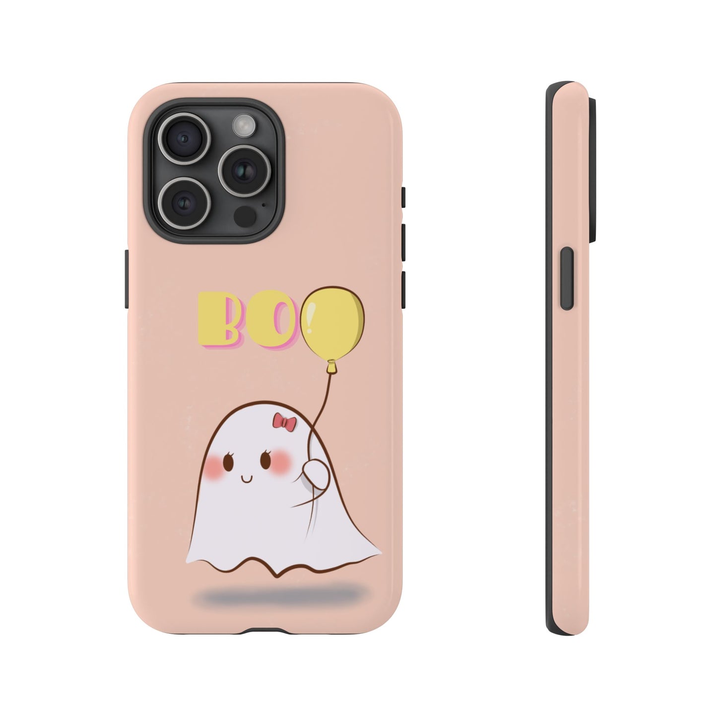 Cute Ghost 'Boo' Phone Case – Pink Balloon Protective Case