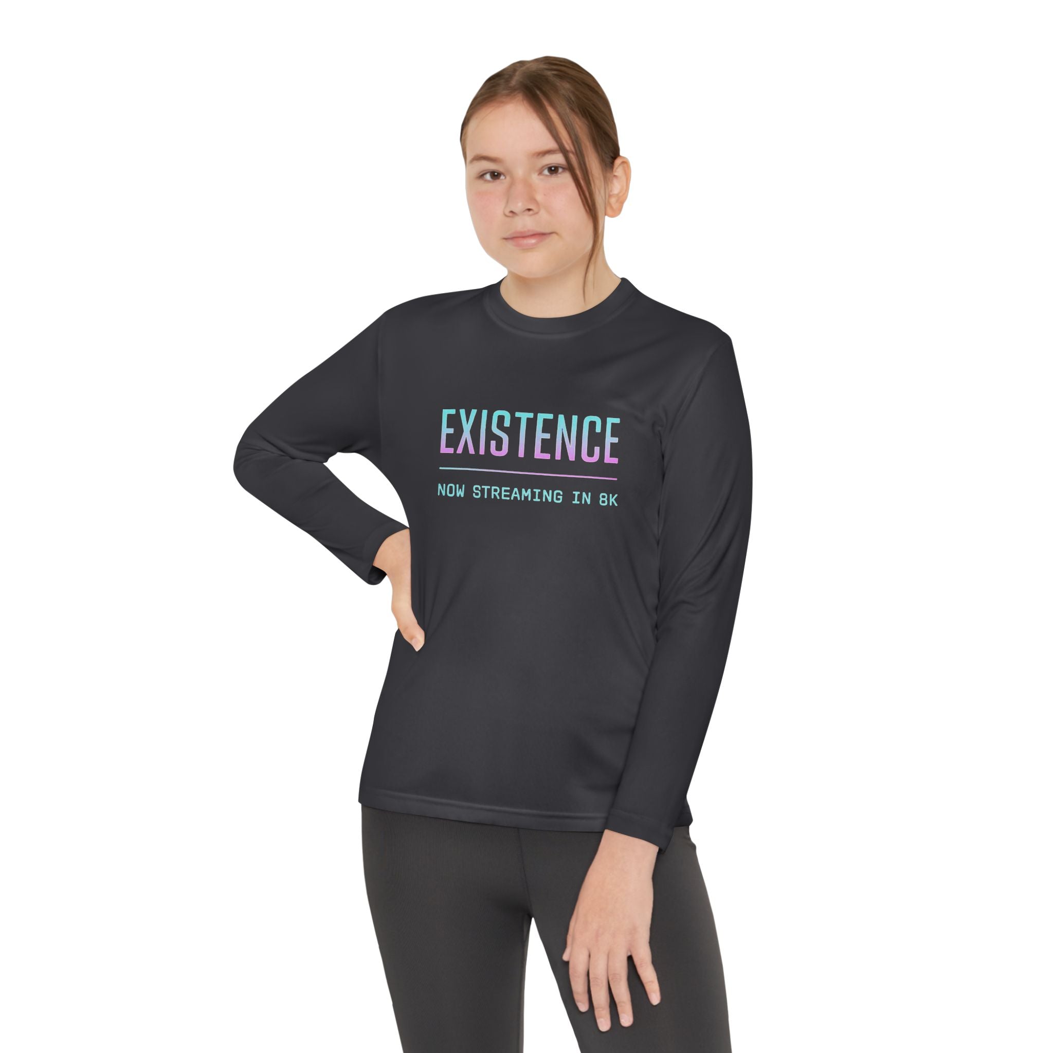 Youth Motivational Long Sleeve Tee - Vibrant Orange "Existence, How Striving Defines Me", Gift for Kids, Sportswear, Everyday Wear, [...]