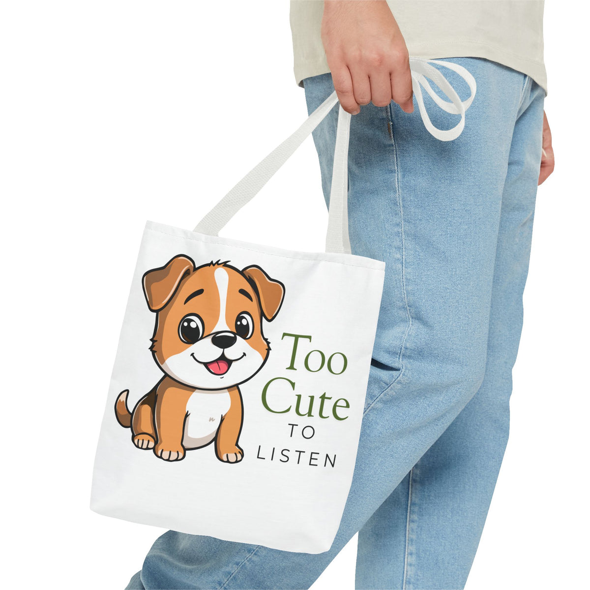 "Too Cute to Listen" Puppy Tote Bag