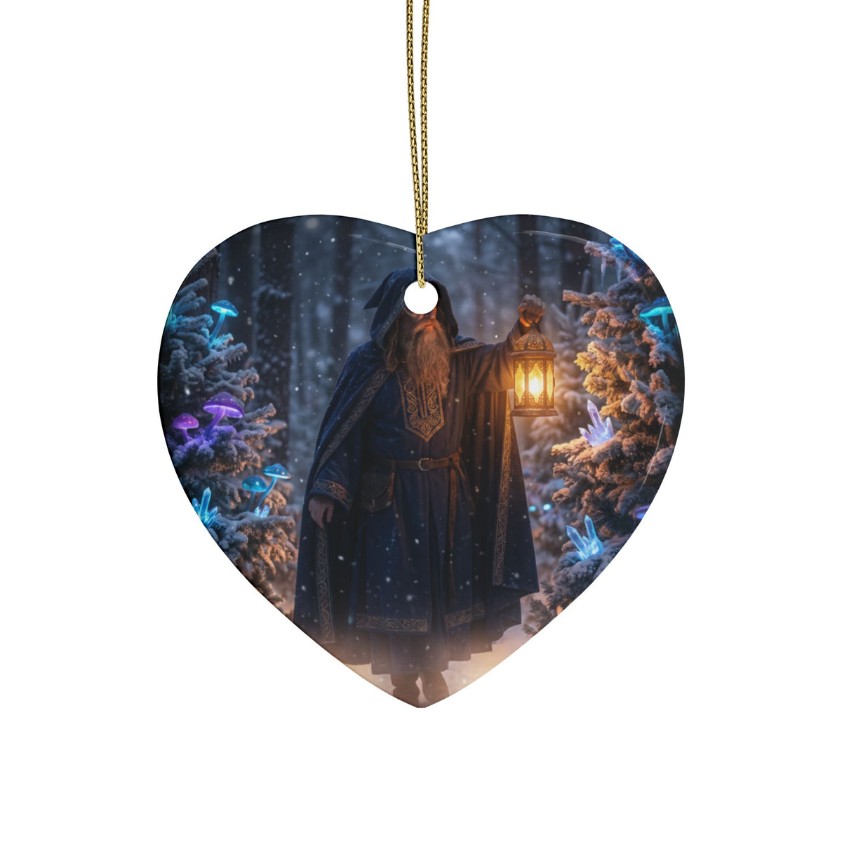 Wizard in Snowy Forest Fantasy Christmas Decor