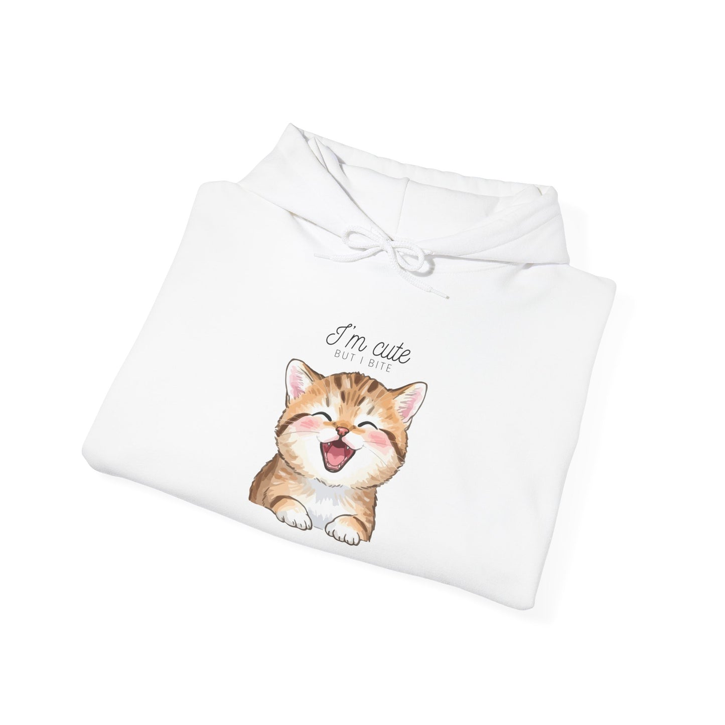 Cute Smiling Kitten Hoodie – “I’m Cute” Cat Graphic Sweatshirt