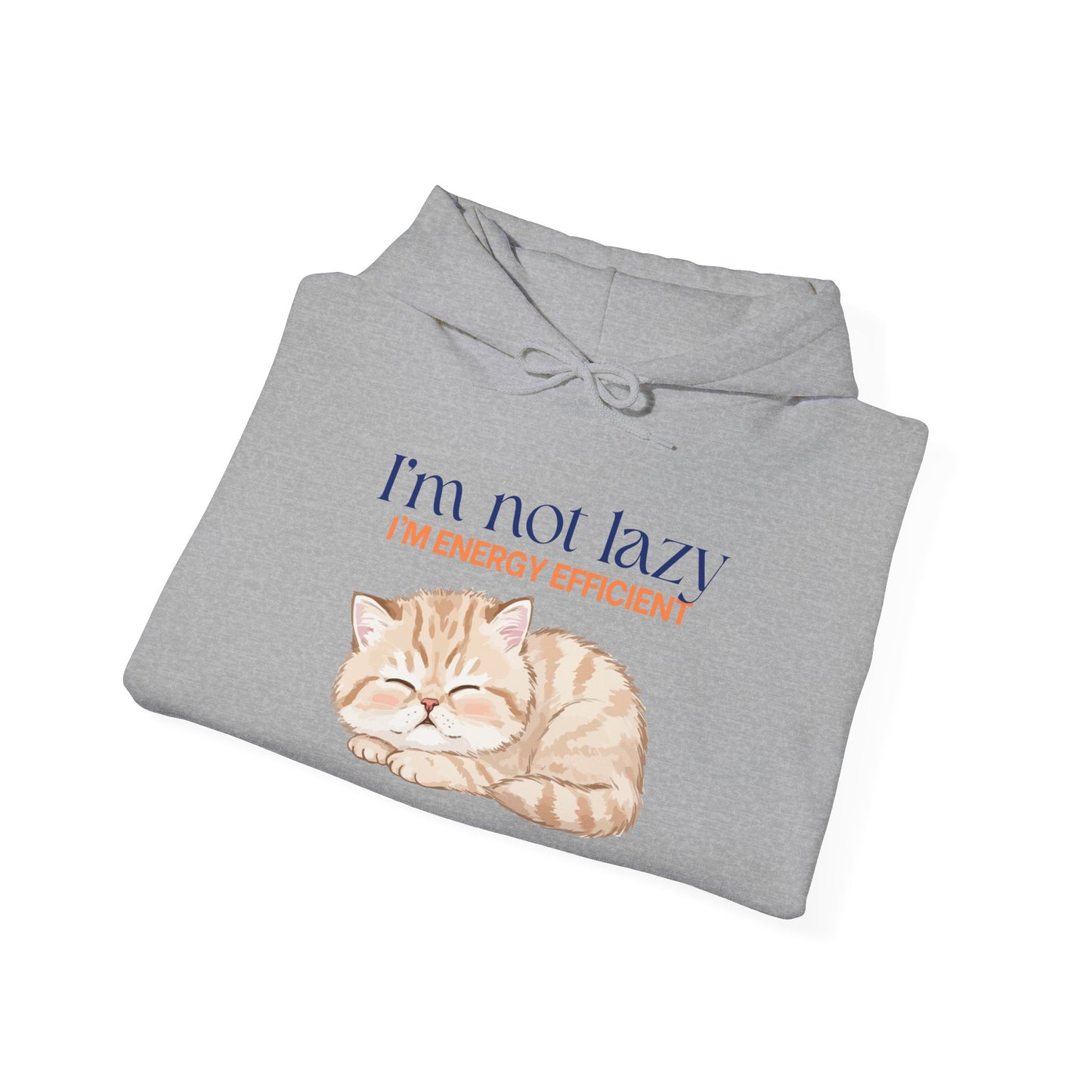 Cat Energy Efficient Hoodie – "I'm Not Lazy, I'm Energy Efficient" Cute Sleeping Cat Sweatshirt