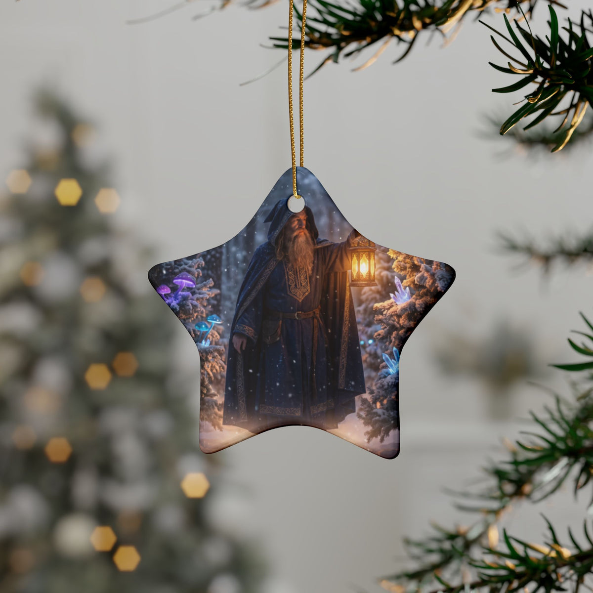 Wizard in Snowy Forest Fantasy Christmas Decor