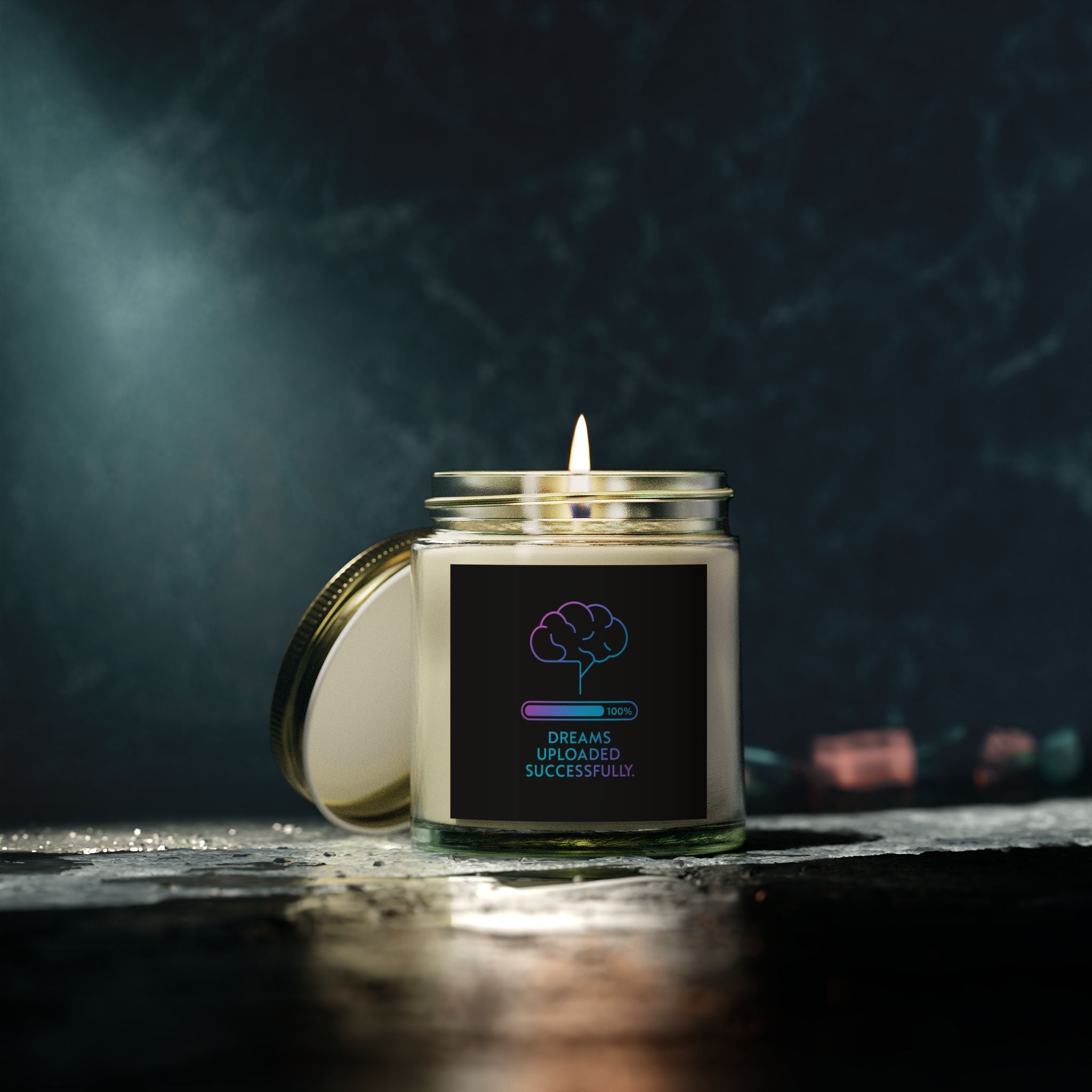 Dreams Uploaded Candle - Scented Coconut Apricot Wax (4oz, 9oz) - Motivational Gift for Relaxation, Home Decor, Self-Care, Inspiration
