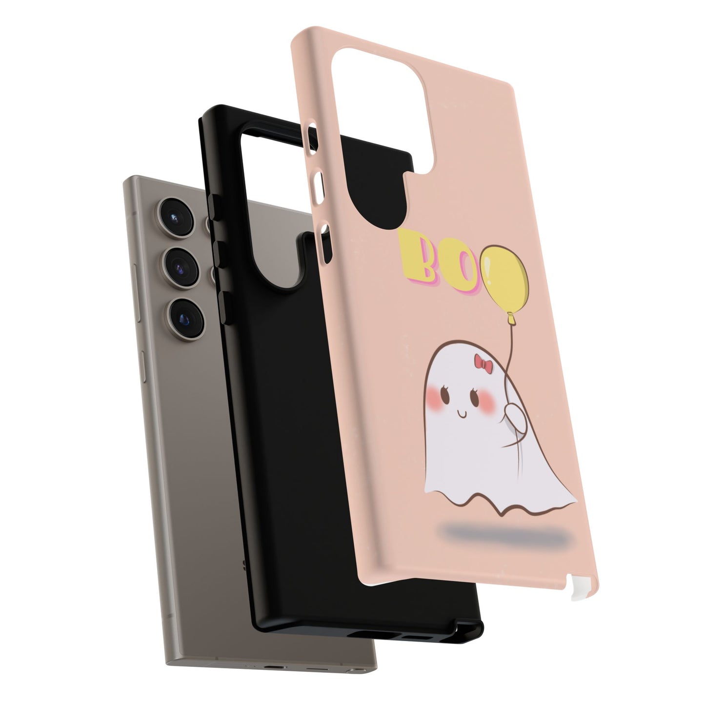 Cute Ghost 'Boo' Phone Case – Pink Balloon Protective Case