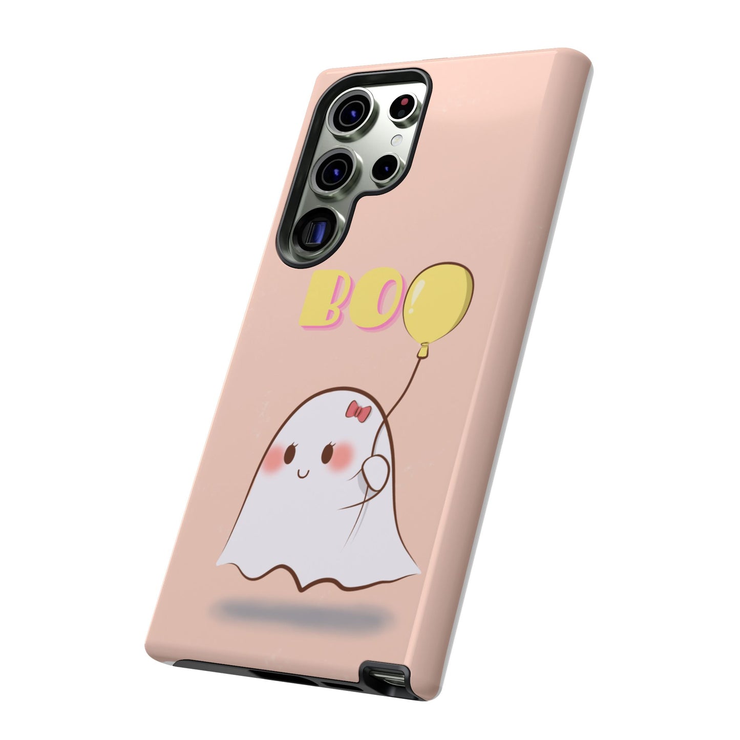 Cute Ghost 'Boo' Phone Case – Pink Balloon Protective Case